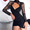 Mini dress with lace trim and high collar
