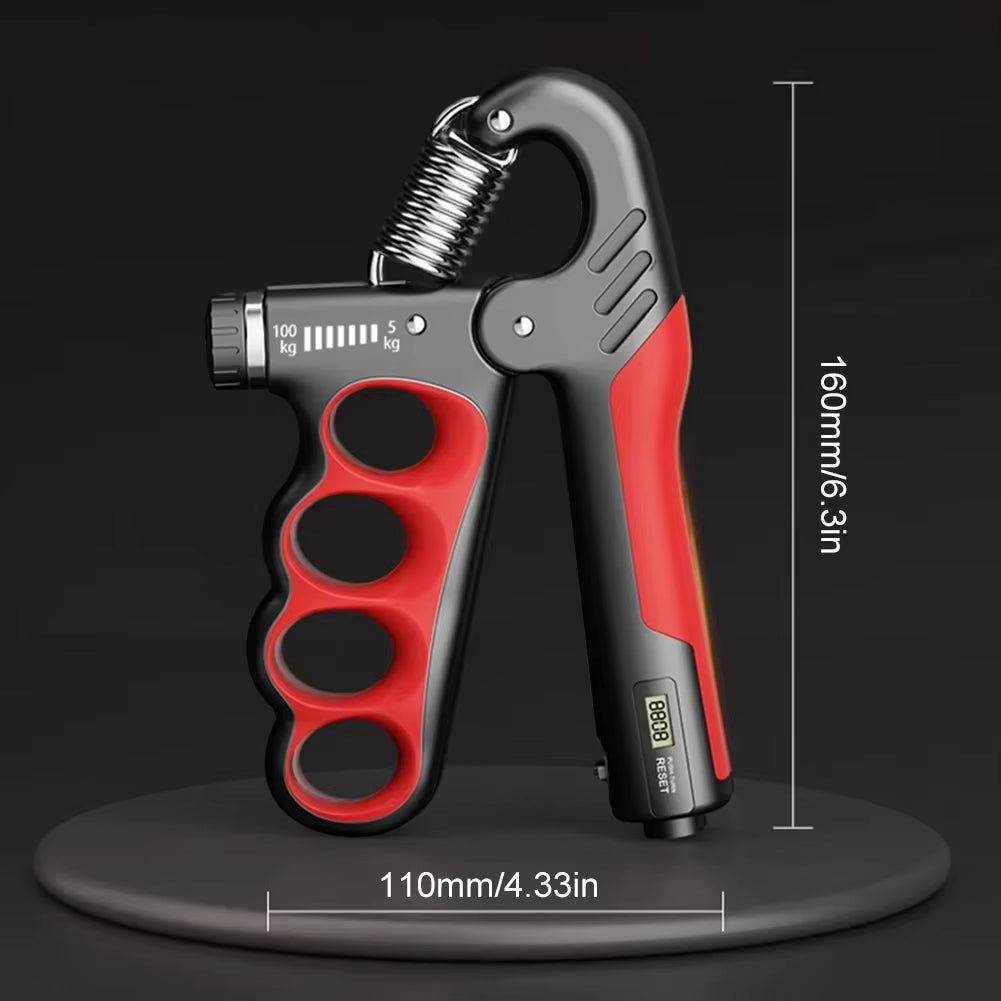 Adjustable Hand Grip Strengthener | 5–100KG Resistance | Rep Counter | Non-Slip Handles
