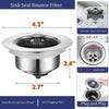 Drain Strainer & Stopper | 304 Stainless Steel + ABS | Anti-Clog Basket | Fits Standard Kitchen Sinks