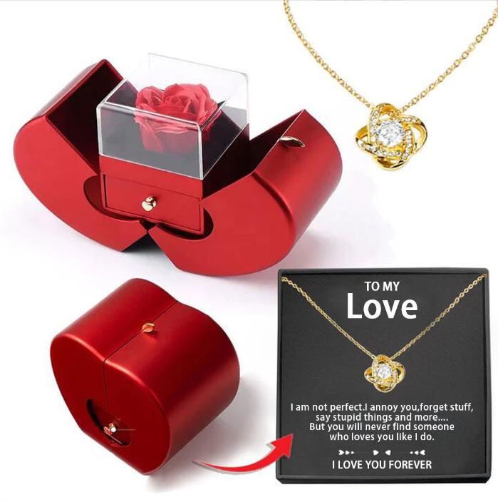 Rose Apple Jewelry Box™ | With Eternal Rose Necklace.