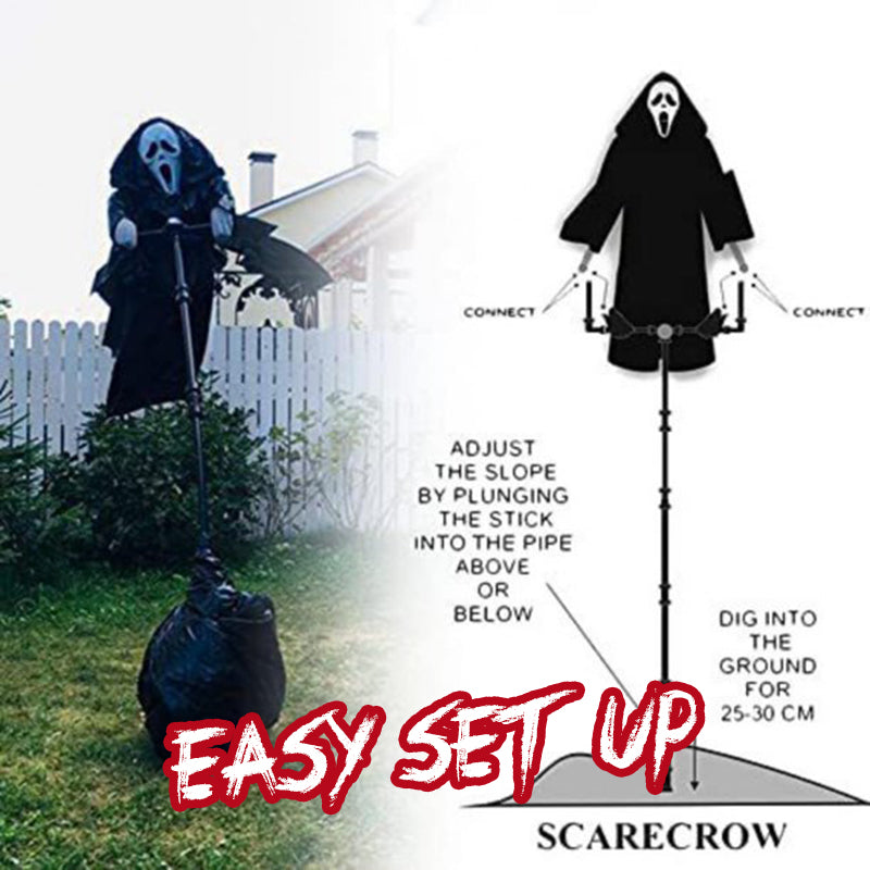 Halloween Scarecrow Decoration | Life-Size Ghostface Style | 6'7 Tall | Outdoor Yard Prop