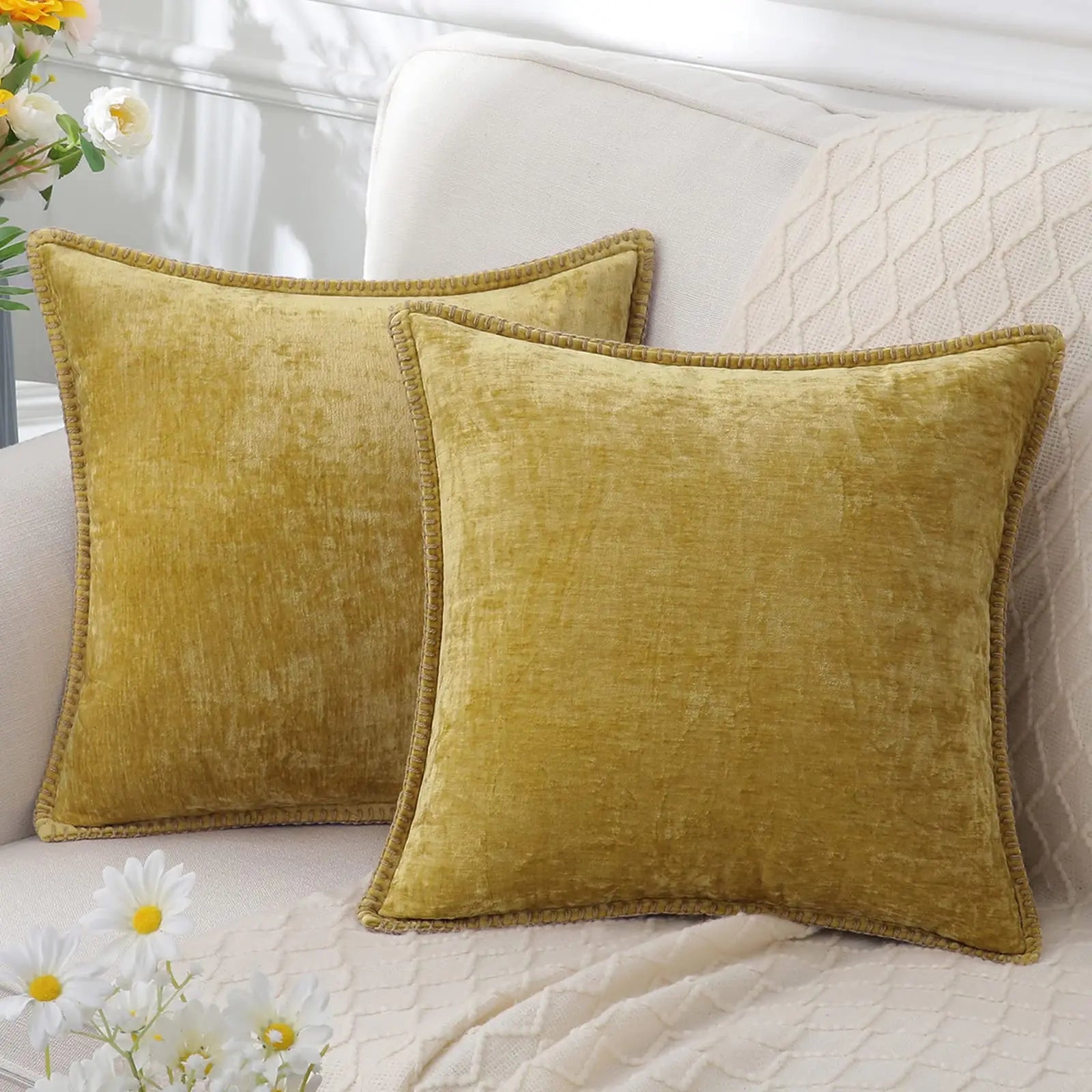 Soft Chenille Velvet Throw Pillow Cover