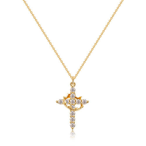 Unisex Pendant Necklace | Crown & Cross Symbol | Faith-Inspired Jewelry Gift