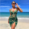 Avencea | Sexy One-Piece Push-Up Swimsuit with Chain Pattern and Beach Skirt