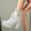 Cozenia™ | Fashionable lace-up ankle boots with sturdy heel