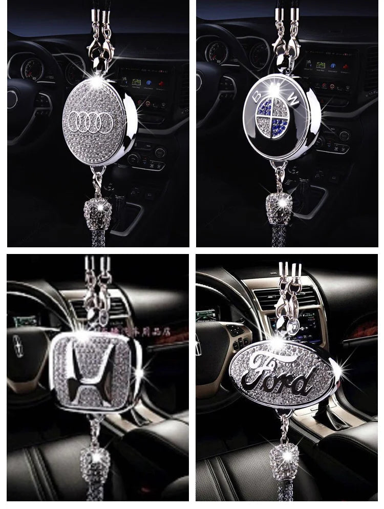 Car Rearview Mirror Pendant | Sparkling Rhinestone Accessory | Zinc Alloy | 100g