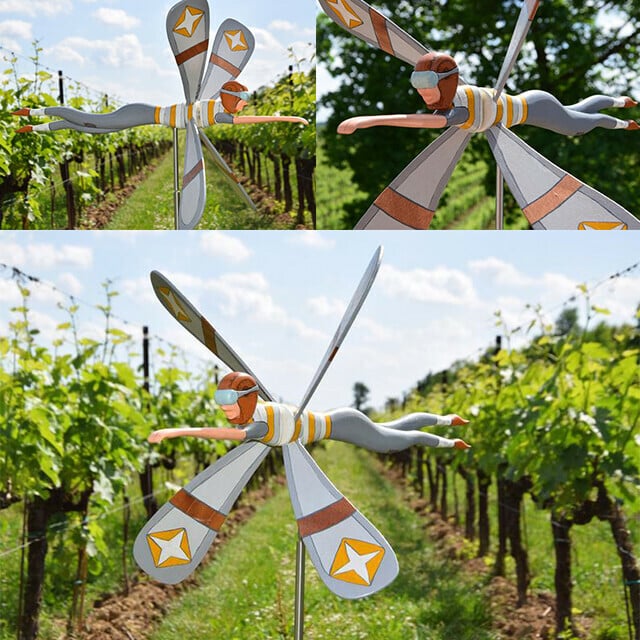 Handmade Garden Windmill | WhimsyMill™ Bird & Animal Design | Wood & Stainless Steel | Outdoor Décor