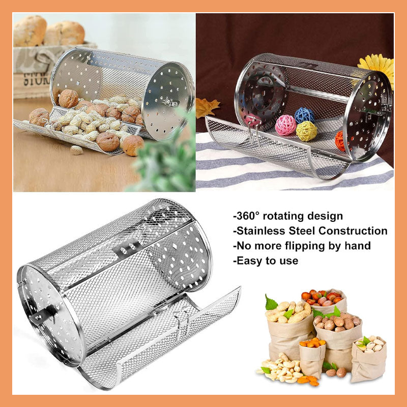 Rotating Baking Cage | 360° Air Fryer Basket | Stainless Steel | Multi-Food Compatible