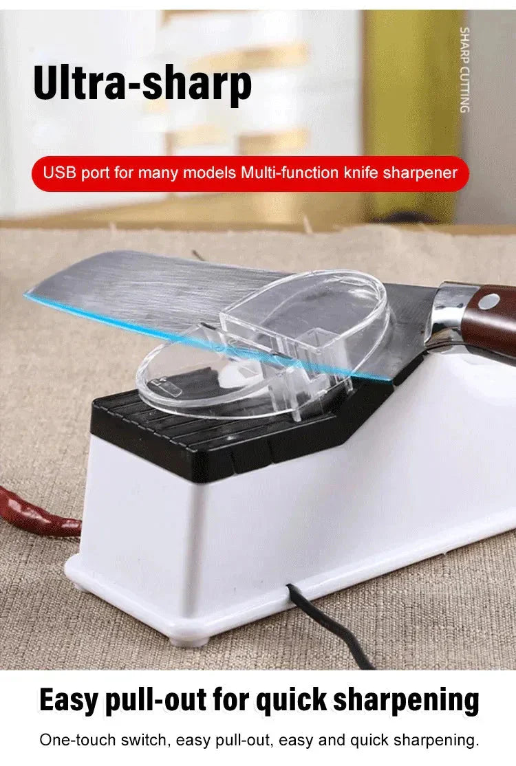 Electric Knife Sharpener | Double-Sided | 5-Second USB Rechargeable Blade Restorer