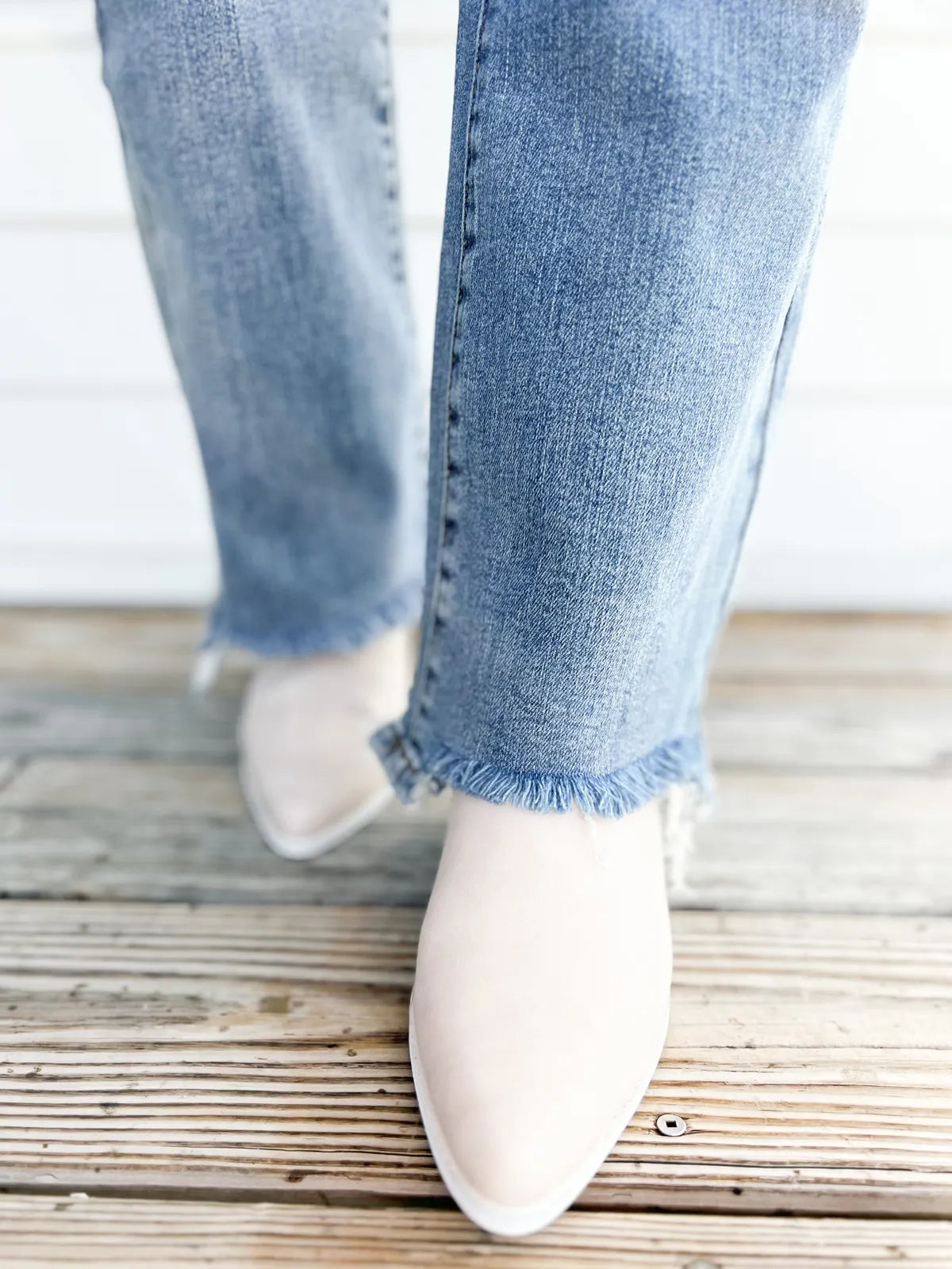 Women’s Bootcut Jeans | High-Rise Stretch Denim | Flattering Slim Fit | Frayed Hem