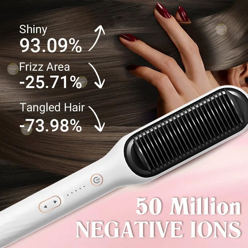Hair Straightening Comb | Negative Ion Technology | Anti-Frizz | 45W Dual Voltage