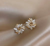 Elegant and exquisite gold opal flower circle stud earrings