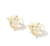 Elegant and exquisite gold opal flower circle stud earrings