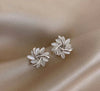 Elegant and exquisite gold opal flower circle stud earrings