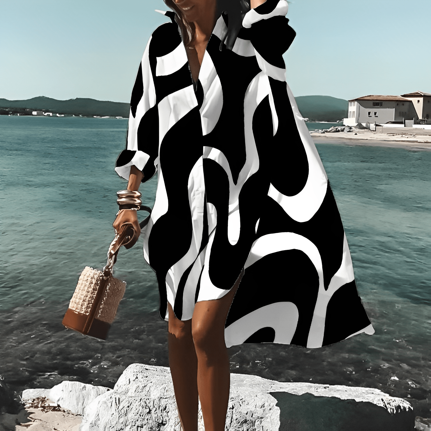 Elle&Vire - Unique Printed Knee-Length Dress