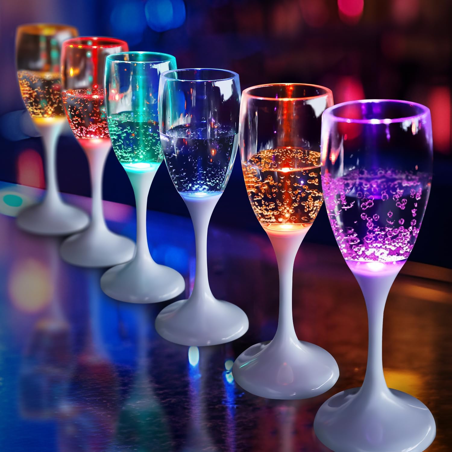 LED Wine Glasses | Light-Up Drinkware with 6 Colors | Liquid-Activated | Reusable Party Cups 4–8oz