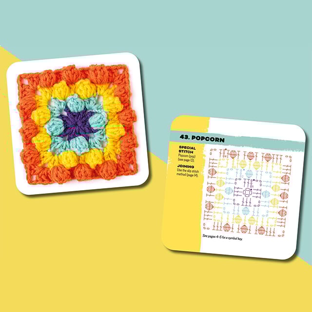 Crochet Pattern Card Deck | 50 Portable Stitch & Color Design Cards + Guide Booklet