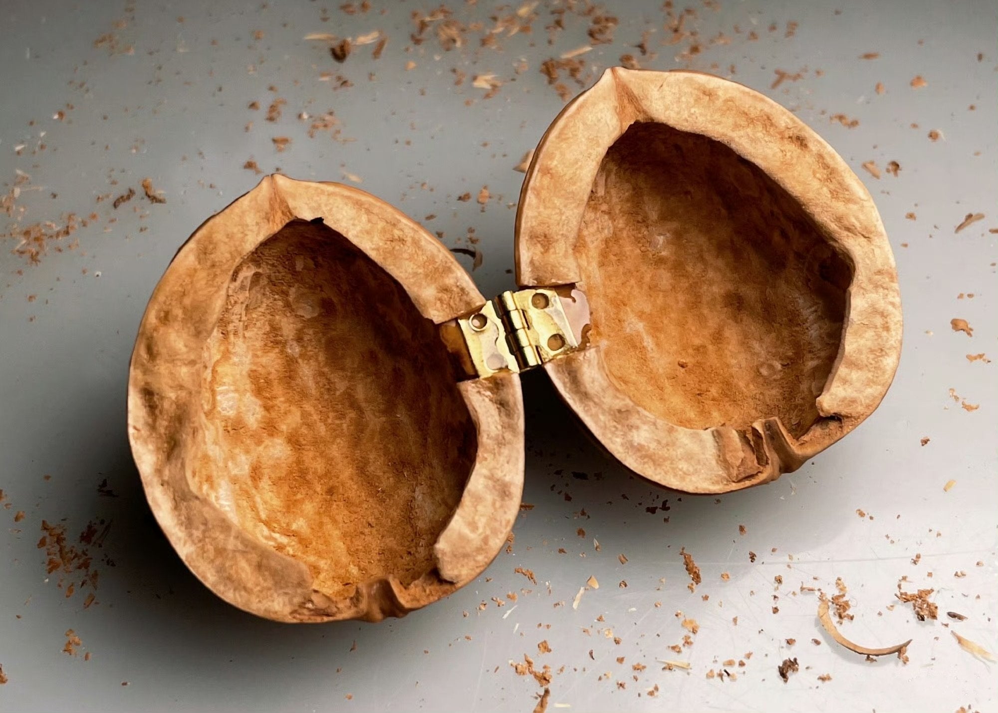 Miniature Walnut House Ornament | Handmade Gift | Clay & Wood Details with Light-Up Design
