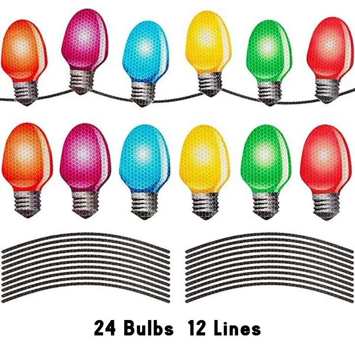 Christmas Car Magnets | Honeycomb Reflective | Vibrant Holiday Bulb Design