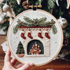 Christmas Embroidery Kit | Winter Snowy Village Pattern | Beginner Craft Set with Hoop & Threads