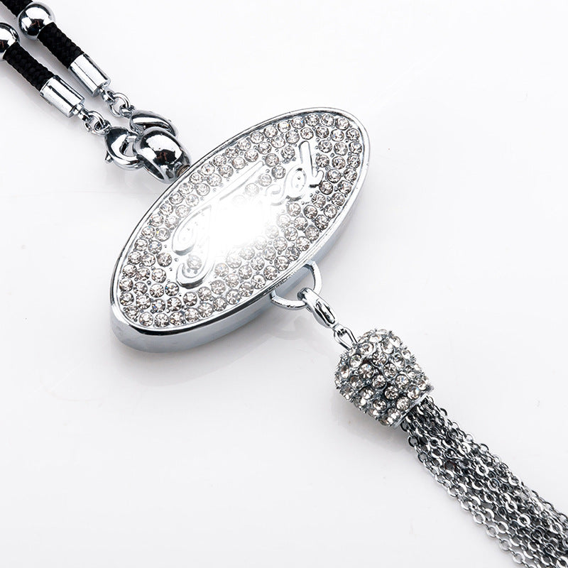 Car Rearview Mirror Pendant | Sparkling Rhinestone Accessory | Zinc Alloy | 100g