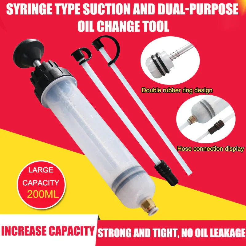 Manual Fluid Pump | Syringe-Style Oil Extractor with Extra Tube | PVC | For Cars, Motorcycles & Equipment