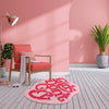 Irregular Shaggy Faux Wool Pink Area Rug for Bedroom and Living Room