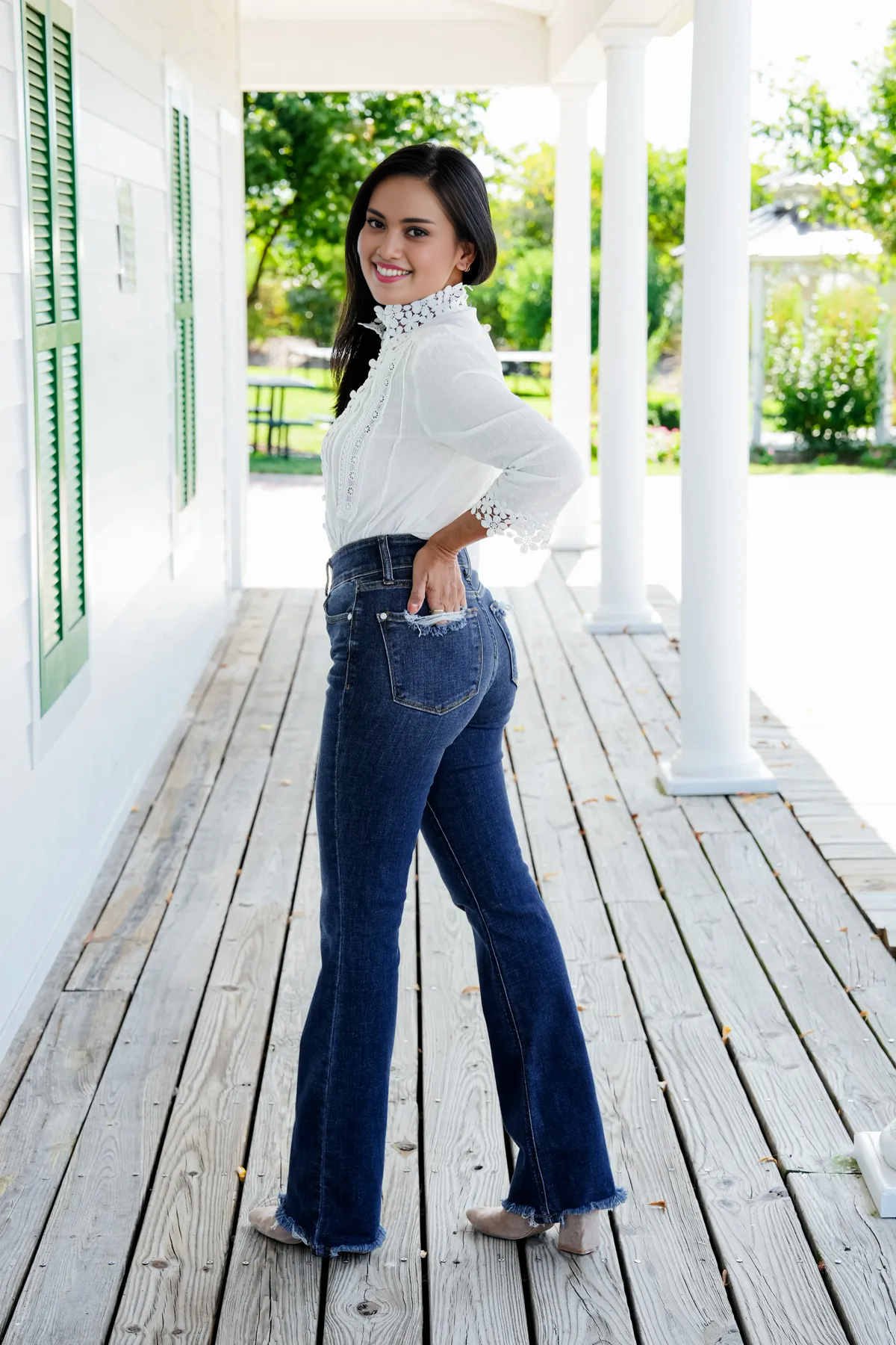 Women’s Bootcut Jeans | High-Rise Stretch Denim | Flattering Slim Fit | Frayed Hem