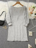 G shiny mini dress with one shoulder