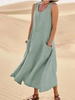 Avencea | Sleeveless Dress Made of 100% Cotton and Linen for Women