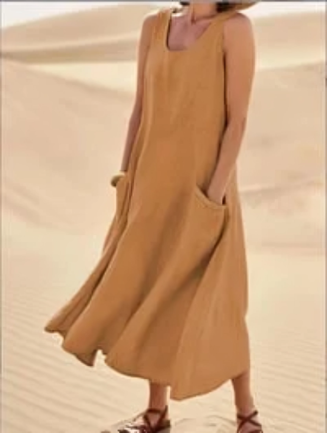 Avencea | Sleeveless Dress Made of 100% Cotton and Linen for Women