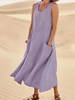 Avencea | Sleeveless Dress Made of 100% Cotton and Linen for Women