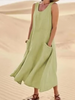 Avencea | Sleeveless Dress Made of 100% Cotton and Linen for Women