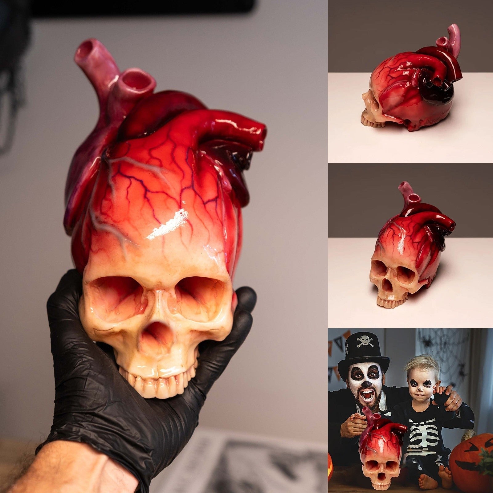 SpookyHeart™ Realistic Halloween Heart-Shaped Skull Sculpture