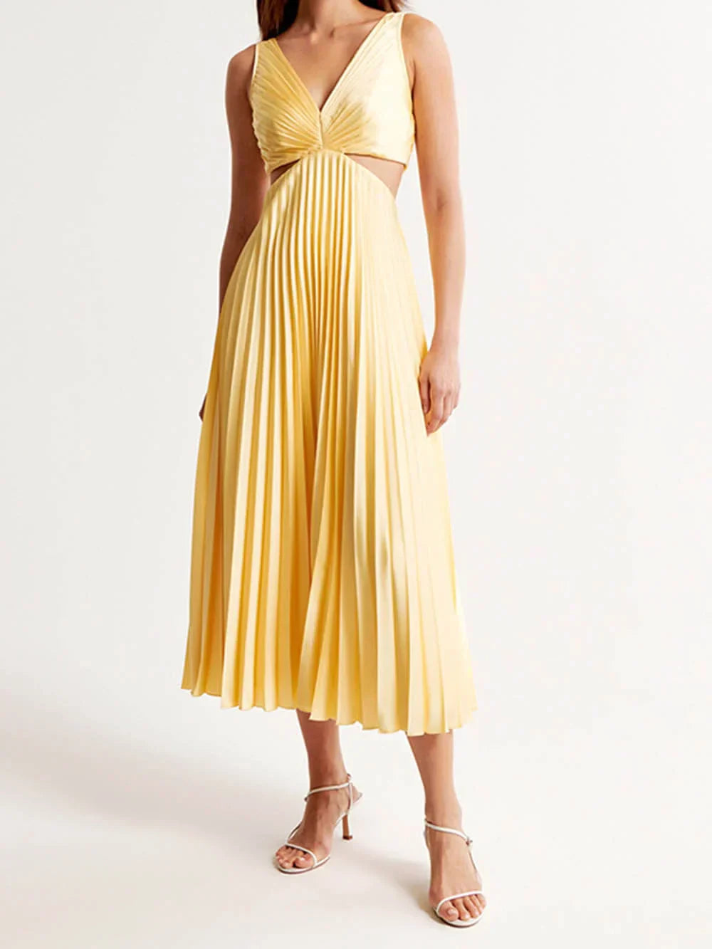 Elegant Pleated Evening Dress for Women | Midi