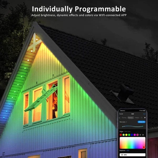Smart Outdoor LED Strip Lights | App-Controlled Permanent Lighting | Waterproof IP65 | Multi-Color