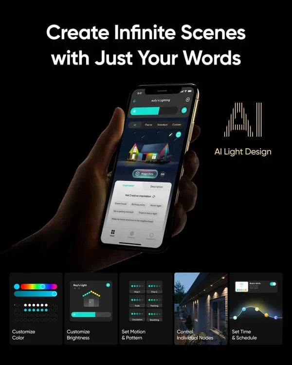 Smart Outdoor LED Strip Lights | App-Controlled Permanent Lighting | Waterproof IP65 | Multi-Color