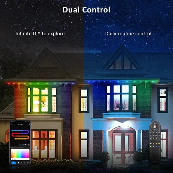 Smart Outdoor LED Strip Lights | App-Controlled Permanent Lighting | Waterproof IP65 | Multi-Color