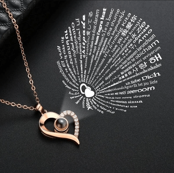 Necklace, "I love you" in 100 languages - Unique gift set