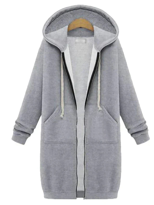 Heidi-Mode | Knee-Length Zip-Up Hoodie