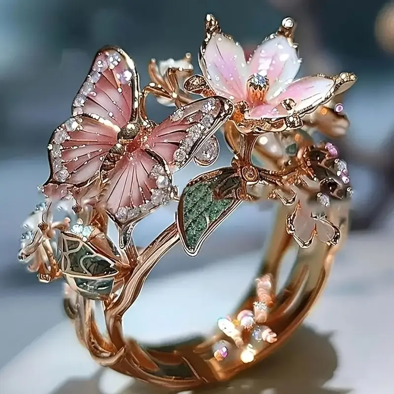 DaintyFlutter™ Butterfly Ring | Zirconia Accents | Symbol of Transformation & Elegance