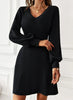 Elegant Autumn Dress with V-Neck