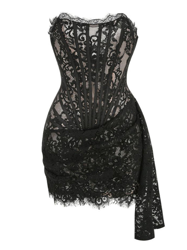 Elegant Mini Dress with Lace Corset