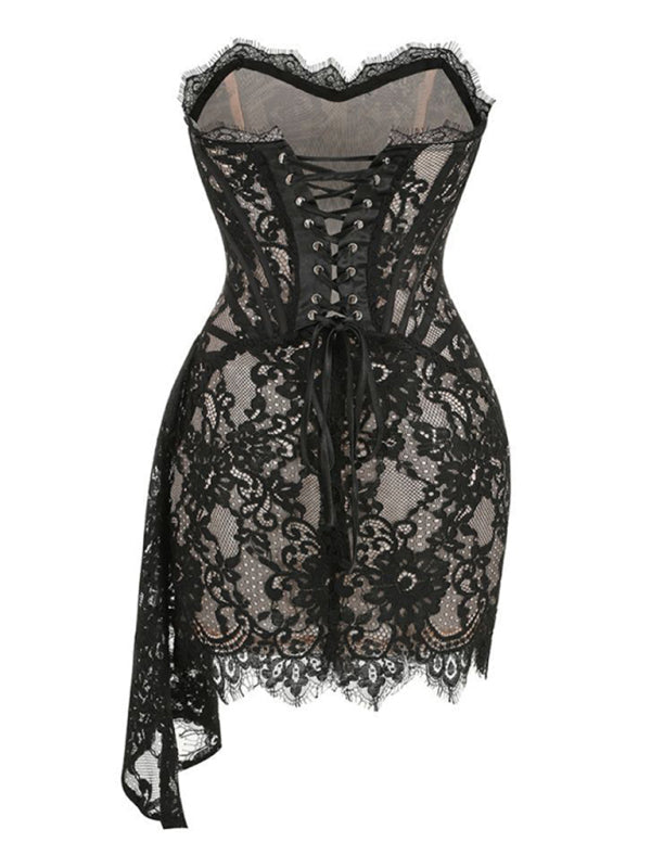 Elegant Mini Dress with Lace Corset