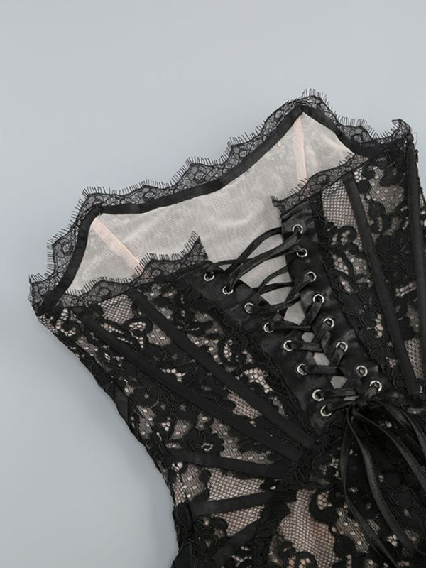 Elegant Mini Dress with Lace Corset