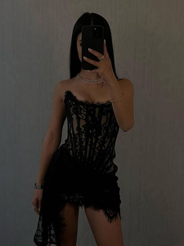 Elegant Mini Dress with Lace Corset
