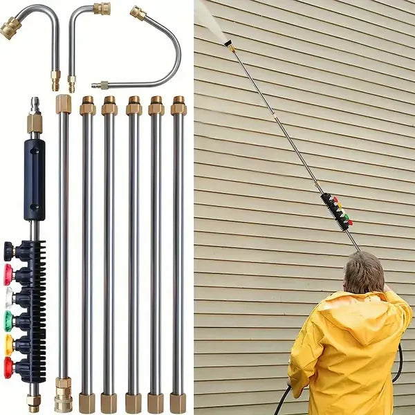 Telescoping Pressure Washer Wand | 24 ft Reach | Brass & Stainless Steel | 4000 PSI Rated