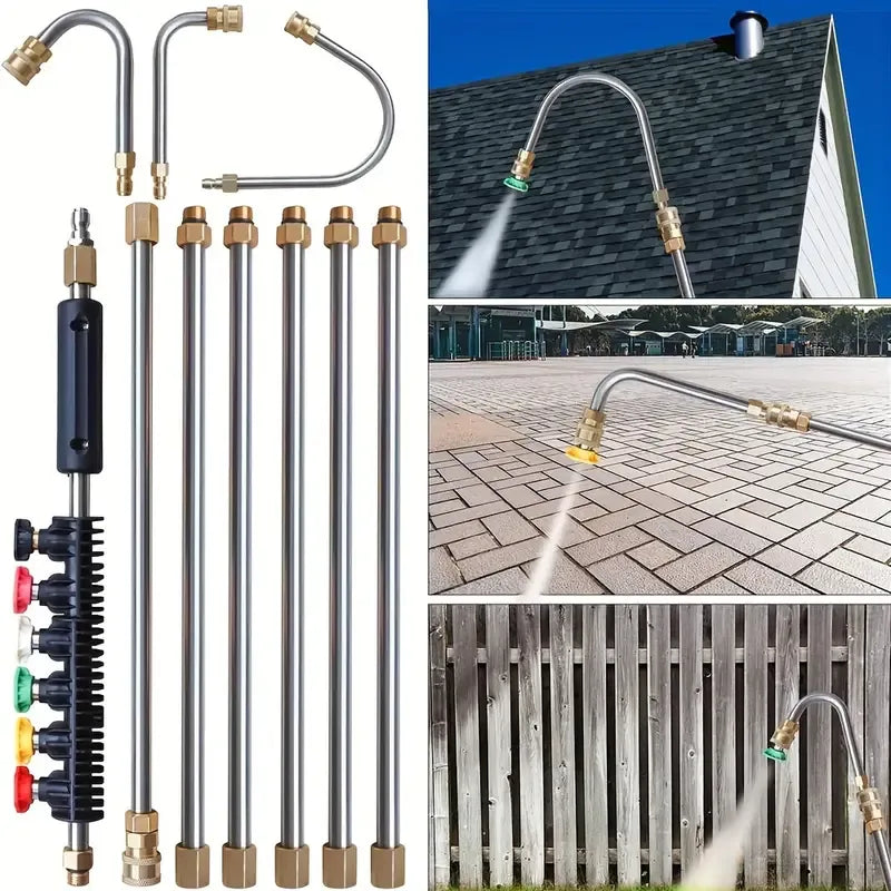 Telescoping Pressure Washer Wand | 24 ft Reach | Brass & Stainless Steel | 4000 PSI Rated
