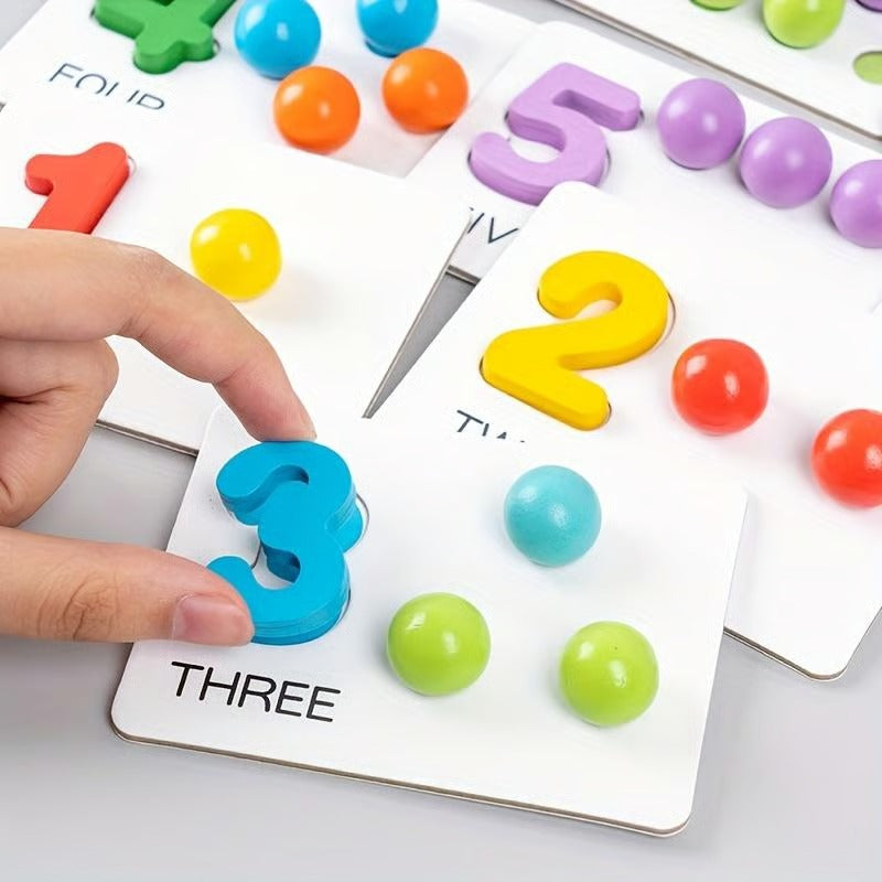 Montessori Math Learning Set | Wooden Beads with Chopsticks & Spoons | Early Education Toy
