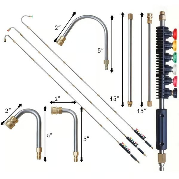 Telescoping Pressure Washer Wand | 24 ft Reach | Brass & Stainless Steel | 4000 PSI Rated